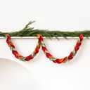 Suncalla 6 Pcs 72" Red Felt Garland Leaves Decorations for Home, Tree Felt Garland, New Year 540 Red Green Leaves Banner, Fall Rattan for New Year Themed Party, Mantel Wall Home Decoration