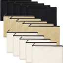 15PCS Blank DIY Canvas Zipper Bags Pencil Pouch Makeup Bags Bulk6.99Inch Large-Capacity Multi-Purpose Toiletry Bag Pencil Case Portable Travel Storage Bag (15pcs Mixed Color)