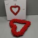 ANVAVO Wool Felt Pom Pom Wreath 13 Inch Valentine Heart Wreath Front Hanger Decoration Double-Sided Winding Felt Ball Garland for Anniversary Wedding Party Home, Red