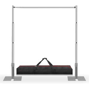 Jiang&Rong 10ft x 10ft Adjustable Backdrop Stand Kit - Heavy Duty Pipe and Drape Stand for Wedding, Birthday Party, Banquet Decorations (Silver)