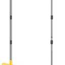 Broom and Dustpan Set with Long Handle - Upright Dustpan & 3 Rows Dense Bristles, Ideal for Home, Office, Kitchen, Lobby, Shop, All-Purpose Indoor & Outdoor Sweeping,Gray&Yellow