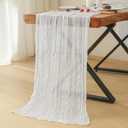 Leetaltree 2 Pack Ivory Cheesecloth Table Runner, 35x120 Inch Boho Rustic Cheese Cloth Table Runner, Decorative Table Runners for Bridal Baby Shower Decorations or Wedding Table Decorations