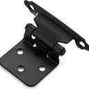 Ravinte 60 Pack (30 Pairs) 1/2" Overlay (Variable) Cabinet Hinges, Self-Closing Semi-Concealed Face Mount, Matte Black Decorative Hardware with Door Bumpers for Kitchen & Cupboard Doors