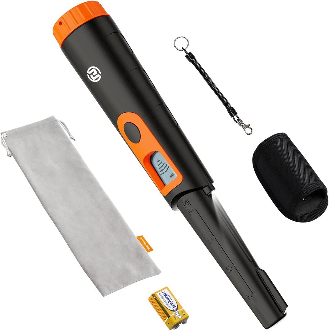 SUNPOW Metal Detector Pinpointer for Adults & Kids-Professional Waterproof-360Detection Handheld Pin Pointer Wand with LCD Screen-3 Modes (Buzzer, Vibration,Sound) for Treasure Hunting- OTMD08