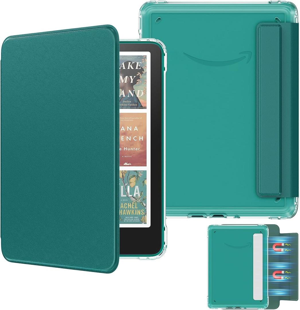 MoKo Detachable Magnetic Case for All-New 7" Kindle Paperwhite 12th Generation 2024 & Kindle Colorsoft 2024/2025,Ultra Clear Back Scratch-Proof Light & Shell Cover with Auto Wake/Sleep, Jade Green