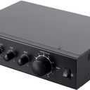 Monoprice Commercial Audio 3 Channel 60 Watt 100/70V Mixer Amp - Three Mic Inputs, Bass, Treble, and Volume Controls, Black