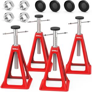 SHALL RV Stabilizer Jacks, 4-Pack Heavy Duty Aluminum Jack Stands for Travel Trailer Camper, Single Support up to 7500 Lbs, RV Leveling Screw Jack with Spare Nuts & Pads, Adjustable from 11" to 17"