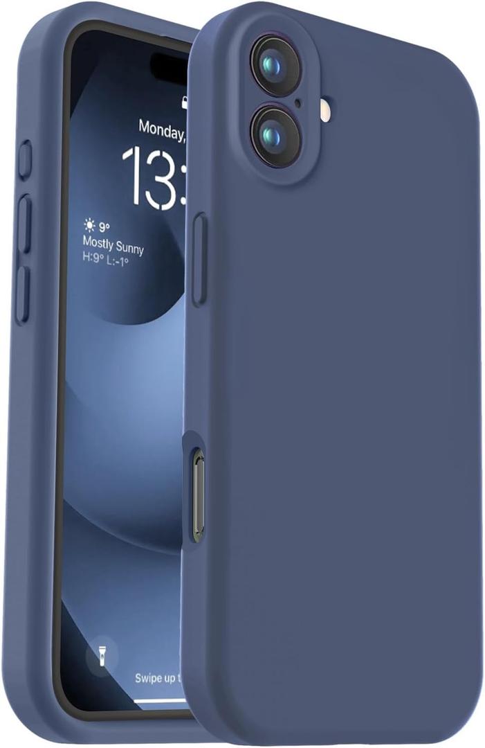 Vooii Compatible with iPhone 16 Case, Liquid Silicone Upgrade [Camera Protection] [Soft Anti-Scratch Microfiber Lining] Shockproof Phone Case for iPhone 16 6.1 inch - Navy Blue