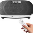 MERACH Vibration Plate Exercise Machine, Curved Vibration Plate for Lymphatic Drainage Weight Loss, Vibrating Plate with Real-Time Calorie Tracking on LED Display, Workout Equipment for Home Women Men (Black White)