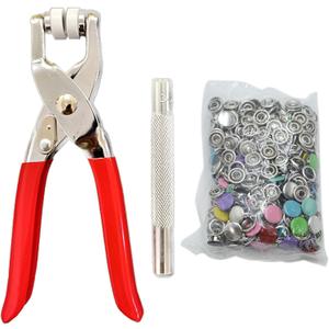 Snap Button Kit Sets, 100 Pair Colorful 5 Claw Buckle with 6 Inch Plier and Alloy Stick for Clothing Leather Crafting Sewing (1)