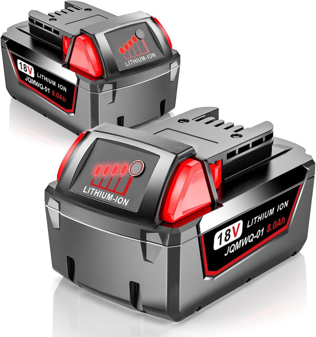 2 Pack 8.0Ah Replacement for Milwaukee M18 Battery Compatible with Milwaukee 18V Battery 48-11-1862 48-11-1852 48-11-1881 Cordless Tools & Charger