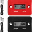 2 Pieces Inductive Hour Meter for Gas Engine Lawn Mower Dirt Bike Motorcycle Motocross Snowmobile Karting Marine ATV Boat Outboard Motor Generator Waterproof Hour Meters (Black, Red)