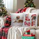 Boxer Dog Christmas Pillow Covers 18x18, Boxer Gifts for Lovers, Merry Christmas Xmas Pillow Covers for Couch, Living Room Bedroom Decor, Set of 2
