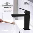KENES Matte Black Single Handle Bathroom Sink Faucet, Stainless Steel Vanity Faucet for Bathroom Sink, with Pop Up Drain Stopper & Water Supply Hoses LJ-9031-2