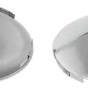 Semi Truck Hub Cap Covers - 6 Uneven Notched - for Front Wheel Universal Fit - 2 Pc Pack (Dome Top, Chrome, 7/16" Lip Height)