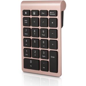 Gugxiom Bluetooth Number Pad,Bluetooth 5.0 Number Pad with Shortcut Keys,22 Keys Portable Financial Accounting Extensions 10 Keys for Laptop Desktop, PC, Pad,Notebook (Gold)