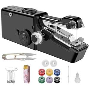 Handheld Sewing Machine, Portable & Cordless Mini Sewing Machine for Beginners - Electric Fast Stitching, DIY Fabric Clothes Repair Kit, Home Travel Mending Machine with Accessories (Black)