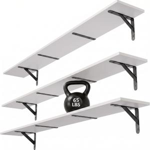 WOPITUES Long Wall Shelves 56″W x 8″D, Floating Book Shelves Max Load 65lbs, 56in