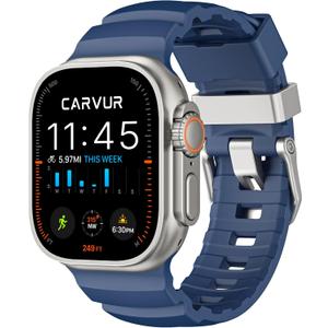 FKM Watch Band F10 - Premium Rubber Strap for Apple Watch - Trail & Sport Band - Lightweight, Rugged, Sweat & Water Resistant Wristband (Cobalt - Silver Hardware)