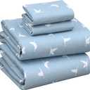 RUVANTI Flannel Sheets King Size - 100% Cotton Double Brushed King Bed Sheets Set - Deep Pockets 16 Inches - All Seasons Breathable & Extra Soft - Warm & Cozy, 4 Piece, We Fly