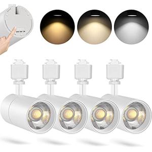 VANoopee 3-Color 30W H Track Lighting Heads Dimmable Bright LED Track Lighting Fixtures Accent Task Retail Kitchen Ceiling Spotlight Track Light H Type Pack of 4 - Flicker Free CRI90+ 36° 3000lm White