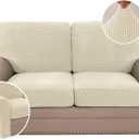 H.VERSAILTEX Multi-Pieces Sofa Covers Stretch Couch Covers Form Fitted Seats and Back Cushions Covers (2 Seat Covers Plus 2 Back Cusion Covers, Bonus 2 Armrest Covers), Natural