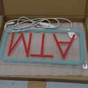 ATM Neon Sign, Small Size, 12"6", USB Powered, 9 Levels of Brightness, Suitable for Bank Supermarket Convenience, Easy to Install on Store Wall Window as Room Decoration (Red, Transparent Acrylic)