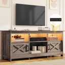 DWVO TV Stand for up to 65 Inch TV, Entertainment Center with Storage, TV Cabinet with Power Outlet & LED Light Strip, Media Console Television Stands for Living Room, Washed Grey (59")