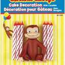 Unique Curious George Cake Topper with 6 Candles - Premium Quality - Perfect for Children's Birthday Parties