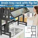Over the Sink Dish Drying Rack 3 Tier with Cover.Space-Saving Dish Drainer Organizer for Dishes, Glasses, Bowls & Cutlery.Tidy Kitchen Counter Storage Solution