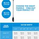 OCEANBROAD Carbon Fiber Kayak Paddle 90.5in/230cm for Adults Kayaking Boating Canoeing Oar with Paddle Leash