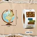 1000pcs Retro Travel Stickers in 1 Roll for Travel Scrapbook Supplies, 1.5 Inches Passport Stickers Perfect for Party Decoration and Stickers for Luggage