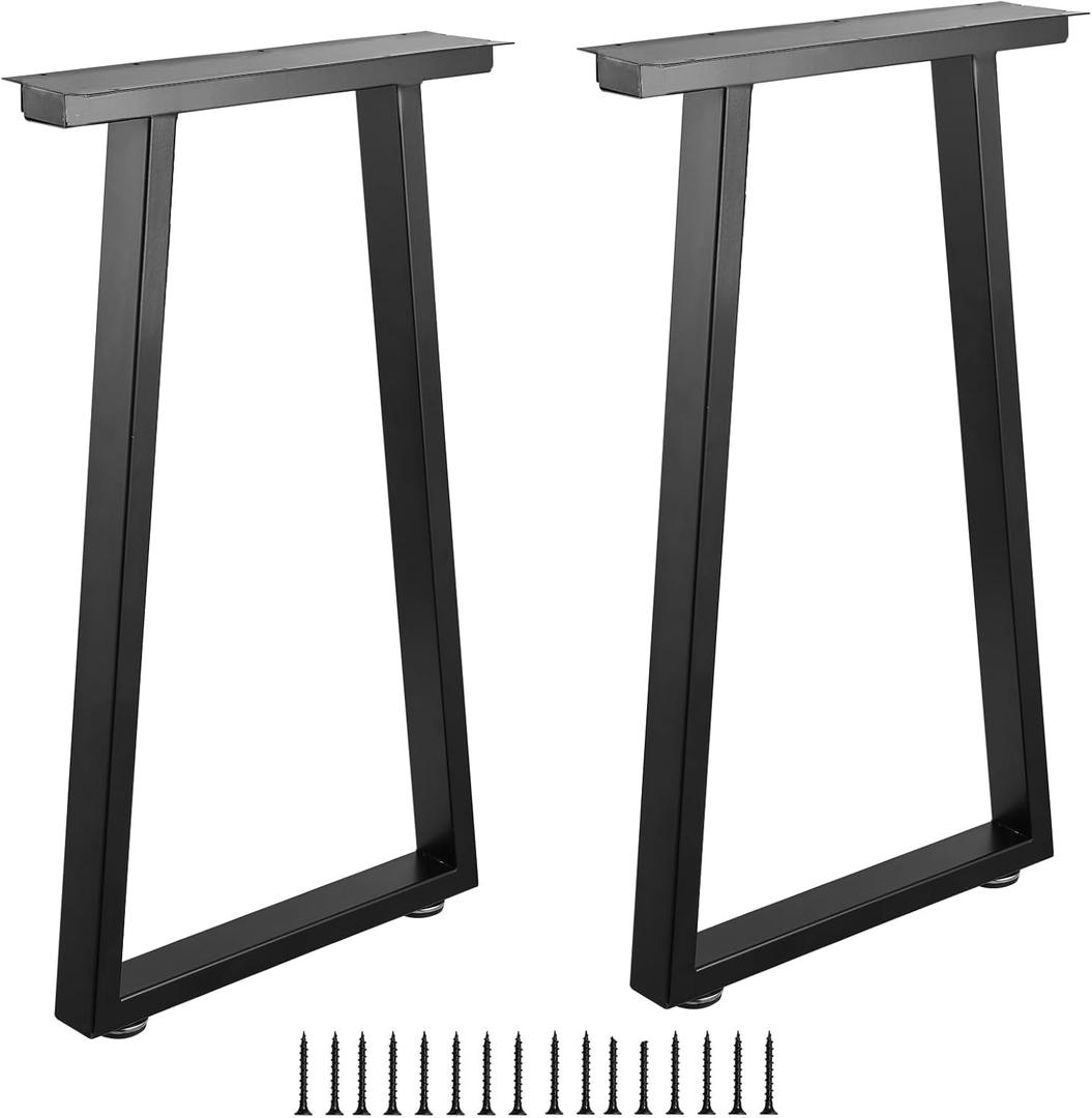 ALLCOS Metal Legs for Table 28 inch Trapezoid Shape Dining Table Legs Heavy Duty Desk Legs Metal Coffee Table Legs, Black, Set of 2