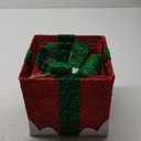 MorTime Set of 3 LED Boxes with Green Bows, Lighted Red Boxes with 60 LED Light String for Christmas Indoor Outdoor Home Yard Party Decoration