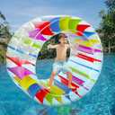 Zcaukya 65"/47" Giant Inflatable Wheel Roller, Colorful Water Rolling Wheel Float for Kids Summer Swimming Pool Parties, Rolling on The Lawn, Indoor Outdoor Fun Toys for Games Supplies
