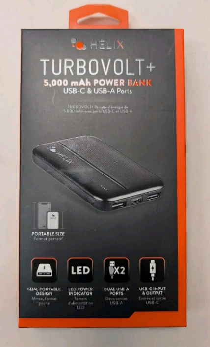 Helix Power Bank Turbovolt+ 5000mAh 3-Port Portable Battery
