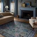 Loloi Rifle Paper Co. Wildwood Collection WWLD-01 Blue 7'-6" x 9'-6" Area Rug