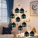 Maitys 16 Sets Eid Mubarak Lantern Craft Kit, Ramadan DIY Islamic Paper Lanterns with Transparent Tissue Paper Strings, Star and Moon Patterns Decor for Mosque Home Eid Party Decoration