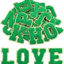 Morcheiong 26Pcs Self Adhesive Chenille Letter Patches A-Z, Chenille Letters for Clothing, Fabric, Shoes, Bags (Deep Green)