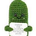 DAFURIET Mini Funny Pickle, 3 inch Knitted Wool Doll with Card for Cheer Up Galentines Valentines Gifts and Party Decorations, Cute Emotional Crochet Pickle for Birthday Easter