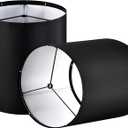 GOSO Small Tall Drum Lamp Shades Black,10  10 10 Inch Spider Replacement Lamp Shades for Table Lamps Wall Lamps,Natural Faux Silk Lampshade Cylinder,Rustic Shade Modern, Required Assembly