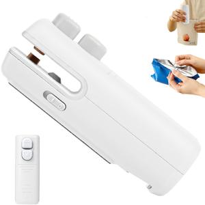 Mini Bag Sealer with Cutter and Magnet, 3-in-1 Rechargeable Magnetic Food Sealer & Cutter, USB Portable Handheld Heat Sealing Tool for Snacks, Chips, Vegetables to Keep Food Fresh (White)