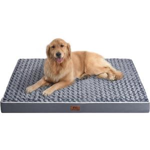WESTERN HOME WH Large Dog Bed for Extra Large, Big, Jumbo, Huge Dogs, Orthopedic Pet Bed Waterproof Mattress with Removable Washable Cover, Thick Egg Crate Foam Dog Bed with Non-Slip Bottom (Grey)