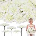 50 Pack White Artificial Dahlia Flowers 3.94" Silk Flower Heads with 7.87" Bendable Wire Stems Bulk Fake Dahlias for Wedding Bouquets, Centerpieces, Home & DIY Floral Arrangements
