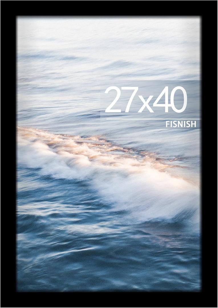 27x40 Poster Frame Black, 27x40 inch Movie Poster Frame with HD Plexiglass Durable and Scratch-proof for Horizontal or Vertical Wall Mounting, 1 Pack