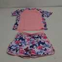 ESHOO Girls Rash Guard Swimsuit Kids 2-Piece Bathing Suit UPF 50+ Summer Beach Swimwear for Teen Girls Swim Shirt Shorts Set 14T