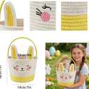 Easter Basket with Handle, Bunny Design for Boys and Girls, Egg Hunt Gift Basket (Yellow white)