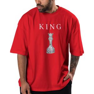 Men's Casual Graphic T-Shirt, Crew Neck, Short Sleeve, Summer Streetwear (US, Alpha, 3X-Large, Regular, Regular, Red) (Red, XXL)
