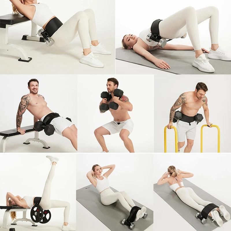 Exercise Hip Thrust Belt - KARROBOU Portable Band Adjustable Anti-Slip Exercise Bridge Belt for Dumbbells, Kettlebells, Plates, Hip Thruster for The Gym Home Workout