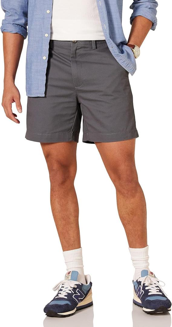 Amazon Essentials Men's Classic-Fit 7" Chino Shorts (Gray)